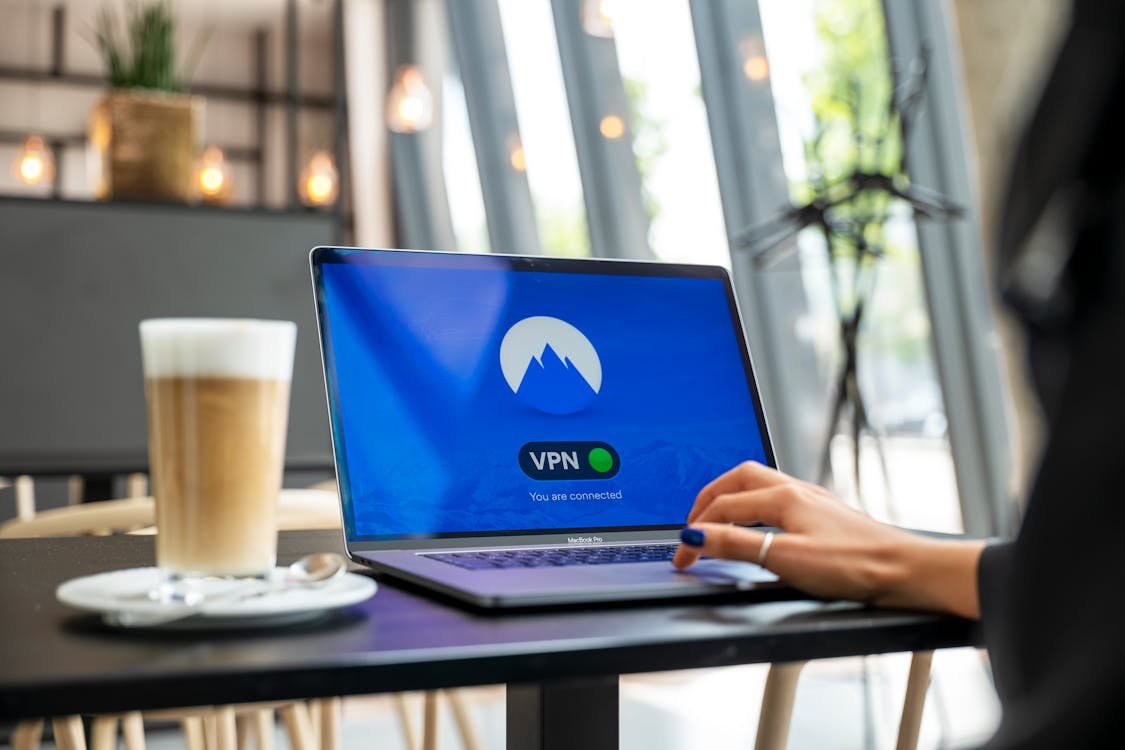 Network security concept showing laptop with cybersecurity protection